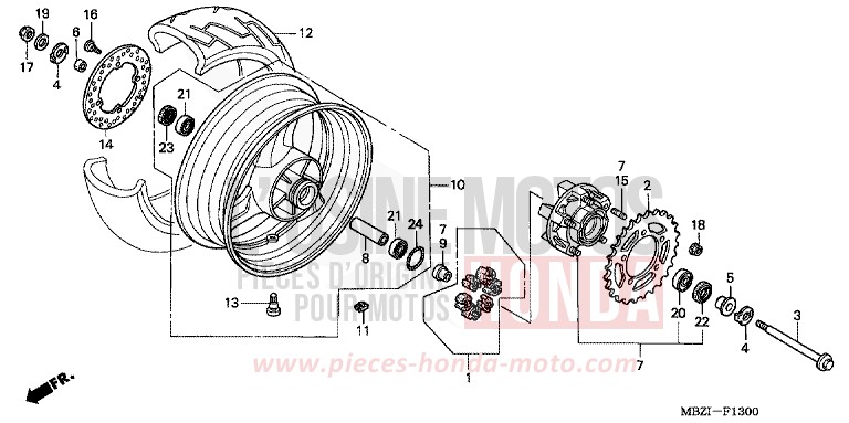 ROUE ARRIERE de Hornet PEARL COOL WHITE (NHA16) 2003