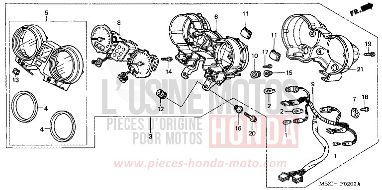 COMPTEUR (CB600F3/4) de Hornet PEARL COOL WHITE (NHA16) 2004