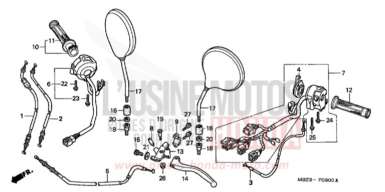LEVIER DE GUIDON/COMMUTATEUR/ CABLE (1) de Hornet CANDY BLAZING RED (R195) 1998