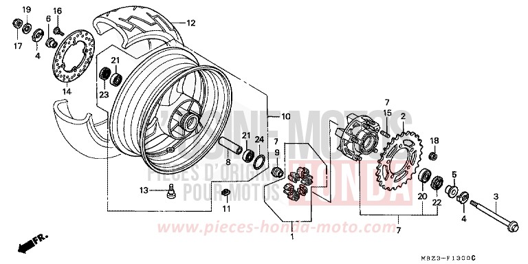 ROUE ARRIERE de Hornet NOIR (NH1) 2000