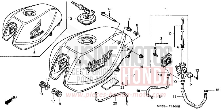 RESERVOIR A CARBURANT de Hornet CANDY TAHITIAN BLUE (PB215) 2000