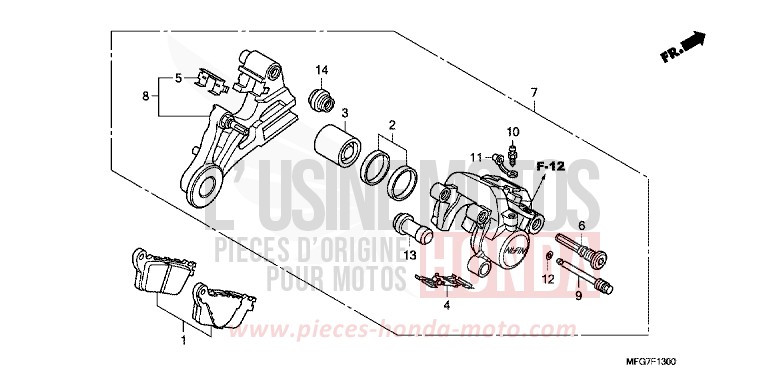 ETRIER DE FREIN ARRIERE (CB600F/F3) de Hornet CANDY XENON BLUE (PB324) 2007
