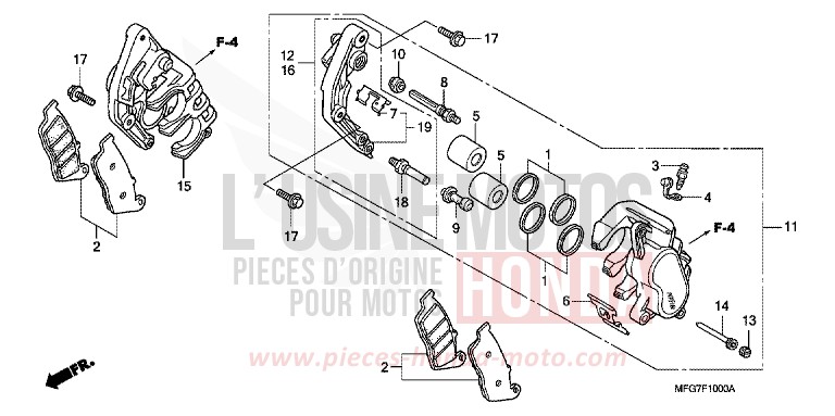 ETRIER DE FREIN AVANT (CB600F/F3) de Hornet PEARL AMBER YELLOW (Y200) 2007