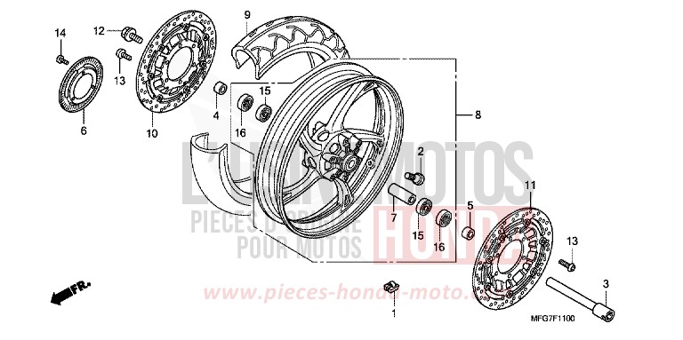 ROUE AVANT de Hornet PEARL SIENA RED (R320) 2007