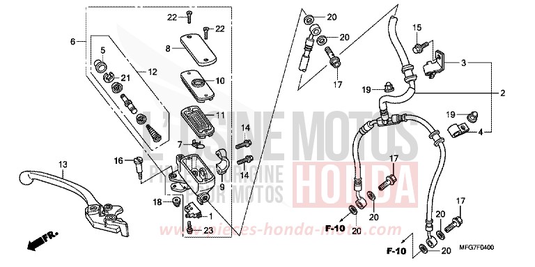 MAITRE-CYLINDRE FREIN AV. (CB600F/F3) de Hornet PEARL FIJI BLUE (B202) de 2008