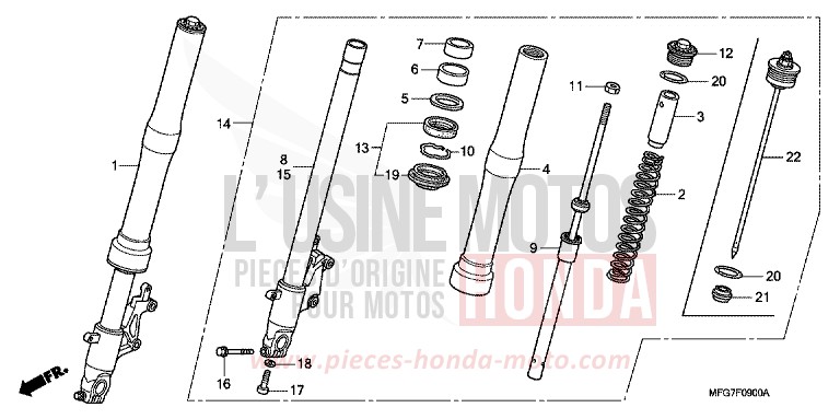 FOURCHETTE AVANT de Hornet PEARL NIGHTSTAR BLACK (NHA84) 2008