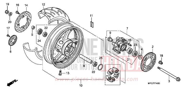 ROUE ARRIERE de Hornet QUASAR SILVER METALLIC (NHA48) 2008