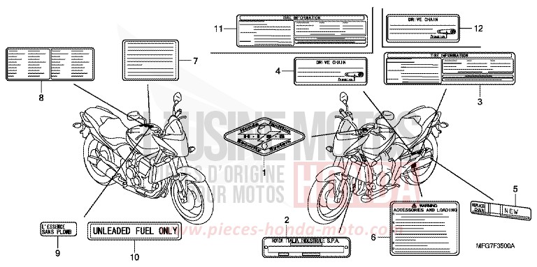 ETIQUETTE DE PRECAUTIONS de Hornet PEARL NIGHTSTAR BLACK (NHA84) 2009