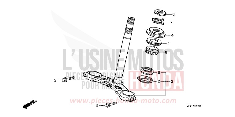 TIGE DE DIRECTION de Hornet PEARL SIENA RED (R320) 2009
