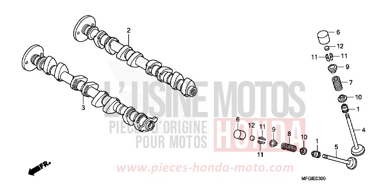 ARBRE A CAMES/SOUPAPE de Hornet PEARL ACID YELLOW (Y205) 2010