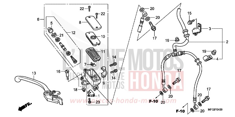 MAITRE-CYLINDRE FREIN AV. (CB600F/F3) de Hornet PEARL ACID YELLOW (Y205) de 2010