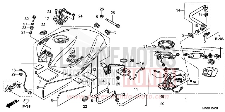 RESERVOIR A CARBURANT de Hornet PEARL NIGHTSTAR BLACK (NHA84) 2010
