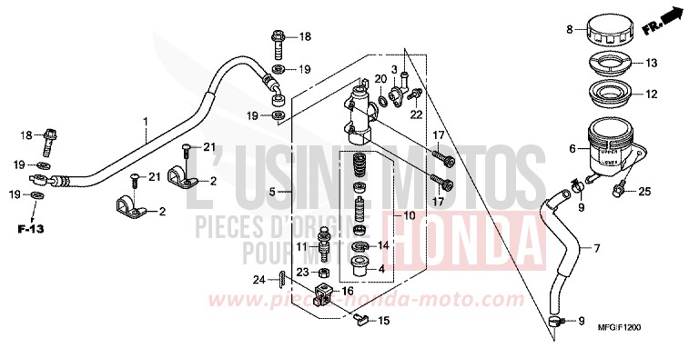 REAR BRAKE MASTERCYLINDER (CB600F/F3) de Hornet PEARL SIENA RED (R320) 2010