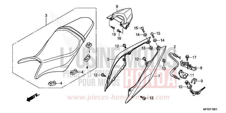 SIEGE/CAPOT ARRIERE (2) de Hornet PEARL NIGHTSTAR BLACK (NHA84) 2011