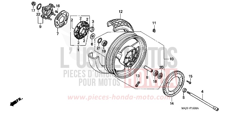 ROUE ARRIERE (ST1100) de Pan-European MIDDY BLUE METTALIC (B162) 2000