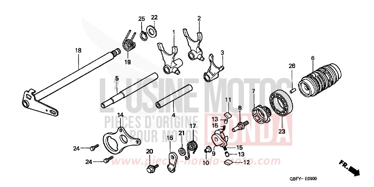 BARILLET DE SELECTION de CR80R EXPLOSION RED (R254) 2001