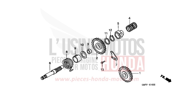 AXE DE KICKSTARTER de CR80R EXPLOSION RED (R254) de 2001