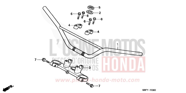 TUYAU DE GUIDON/PONT SUPERIEUR de CR80R EXPLOSION RED (R254) de 2001