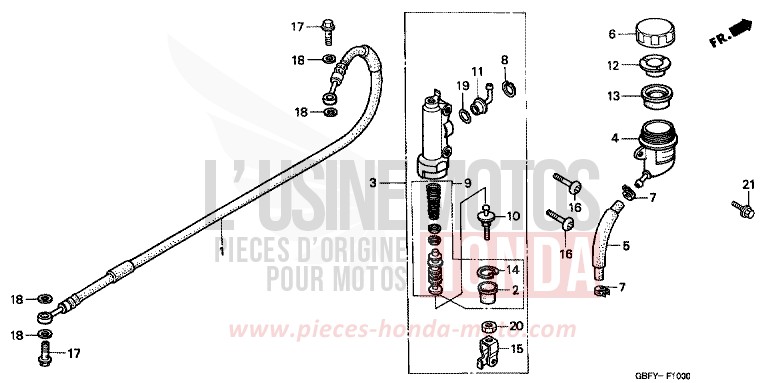 MAITRE-CYLINDRE FREIN AR. de CR80R EXPLOSION RED (R254) 2001