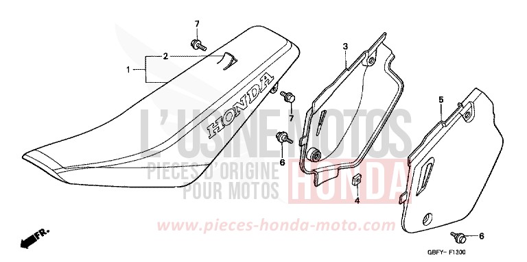 SIEGE/COUVERCLE LATERAL de CR80R EXPLOSION RED (R254) 2001