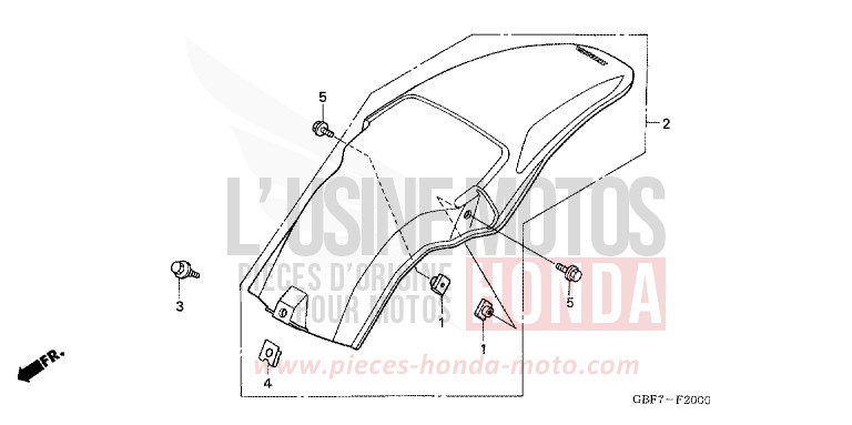 GARDE-BOUE ARRIERE de CR85R EXTREME RED (R292) 2006