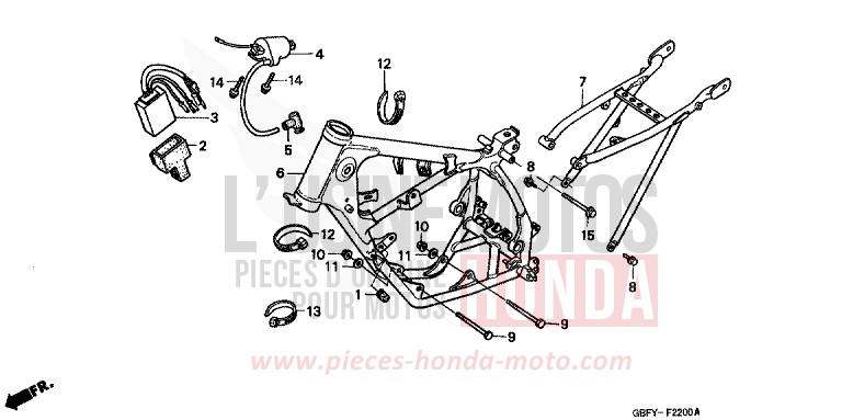 CARROSSERIE DE CHASSIS de CR80R EXPLOSION RED (R254) 2001