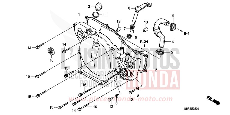 PANNEAU CARTER-MOTEUR D. de CR85R EXTREME RED (R292) 2007