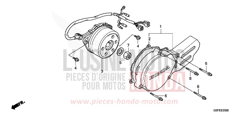 PANNEAU CARTER-MOTEUR G. de CR85R EXTREME RED (R292) 2007