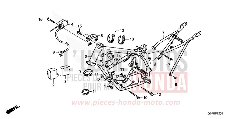 CARROSSERIE DE CHASSIS de CR85R EXTREME RED (R292) 2007