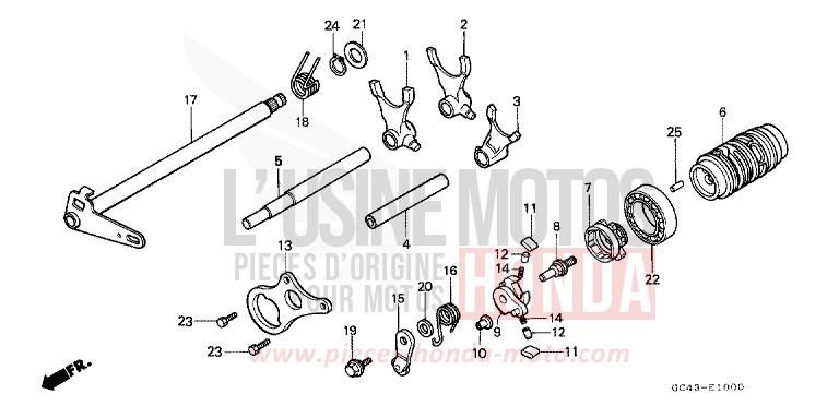TAMBOUR DE CHANGEMENT/FOURCHETTE DE SELECTION de CR80R FLASH RED (R119) 1985