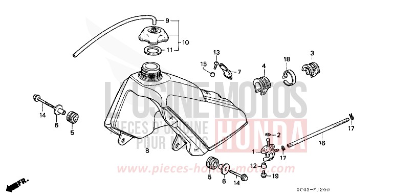 RESERVOIR A CARBURANT de CR80R FLASH RED (R119) 1987