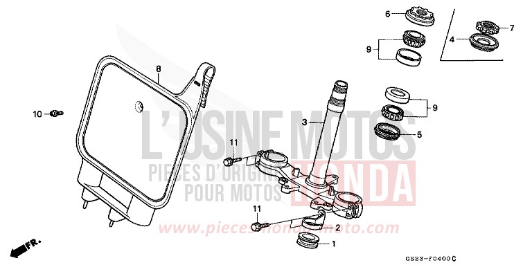TIGE DE DIRECTION de CR80R FLASH RED (R119) 1990