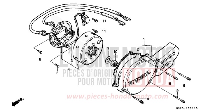PANNEAU CARTER-MOTEUR G./ GENERATRICE de CR80R NEUCLEAR RED (R177R) 1991