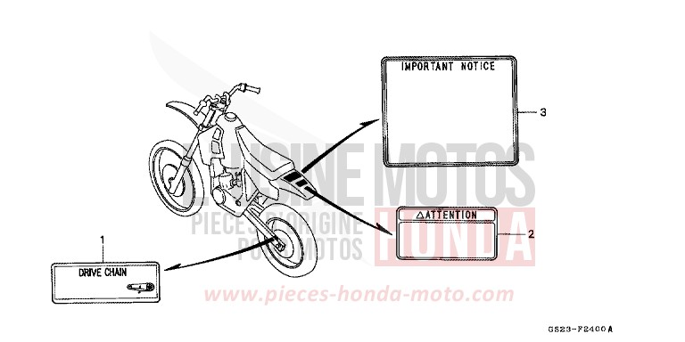 ETIQUETTE DE PRECAUTIONS de CR80R NEUCLEAR RED (R177R) 1991
