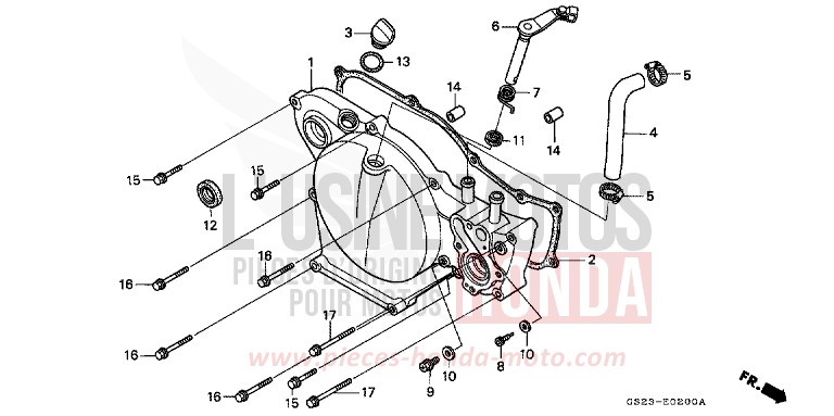 PANNEAU CARTER-MOTEUR D. de CR80R NEUCLEAR RED (R177) 1994