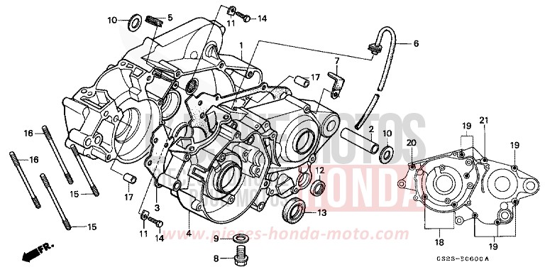 CARTER MOTEUR de CR80R NEUCLEAR RED (R177) 1994