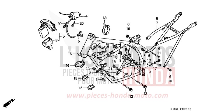 CARROSSERIE DE CHASSIS/BOBINE D'ALLUMAGE de CR80R NEUCLEAR RED (R177) 1994