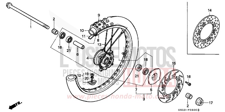 ROUE AVANT de CR80R NEUCLEAR RED (R177) 1995