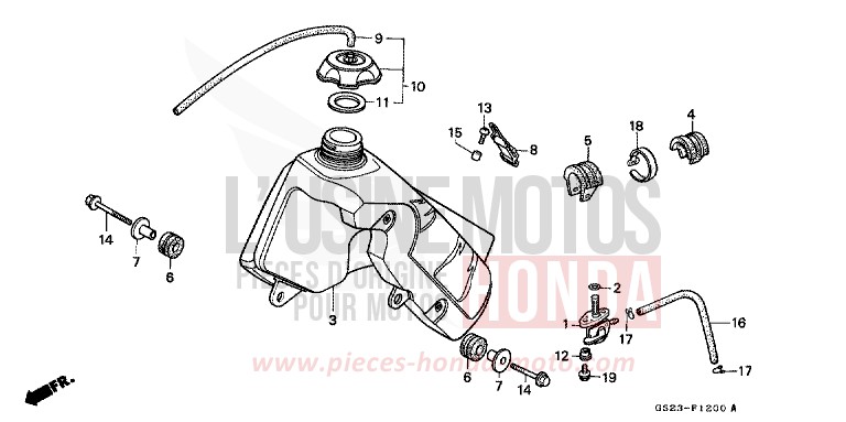 RESERVOIR A CARBURANT de CR80R NEUCLEAR RED (R177) 1995