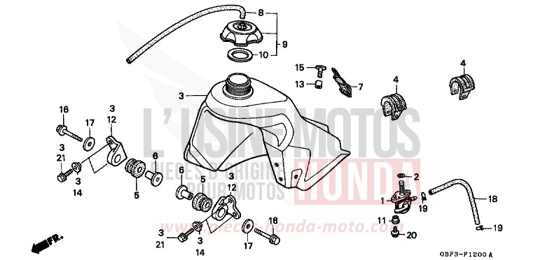 RESERVOIR A CARBURANT de CR80R NEUCLEAR RED (R177) 1996