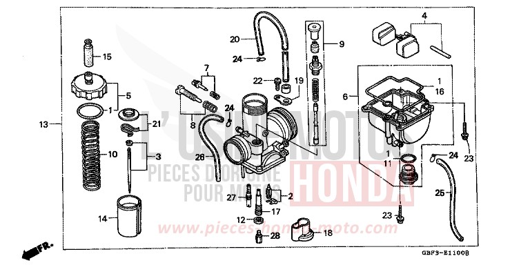 CARBURATEUR de CR80R NEUCLEAR RED (R177) 1997