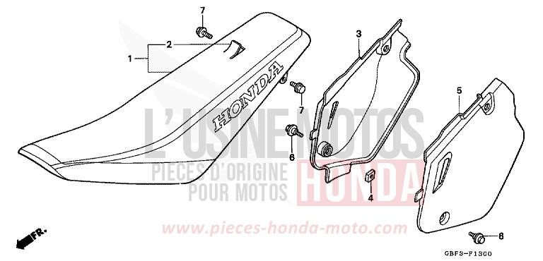 SIEGE/COUVERCLE LATERAL de CR80R NEUCLEAR RED (R177) 1997