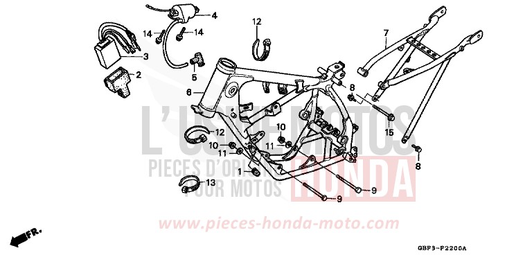 CARROSSERIE DE CHASSIS de CR80R NEUCLEAR RED (R177) 1998