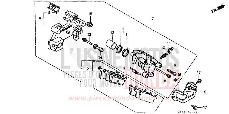 ETRIER DE FREIN ARRIERE de CR80R NEUCLEAR RED (R177) 1999