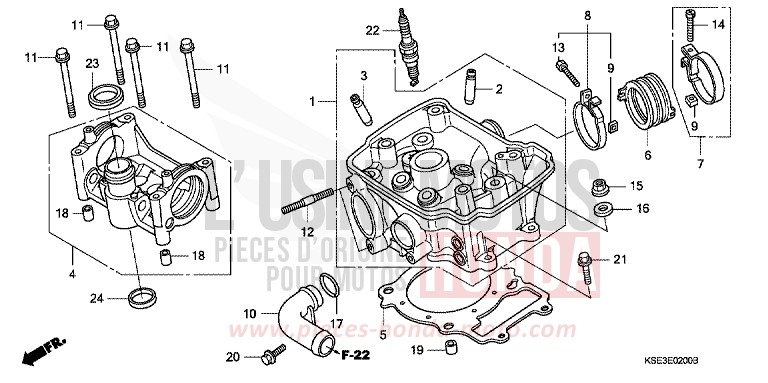 CULASSE de CRF150R EXTREME RED (R292) 2007