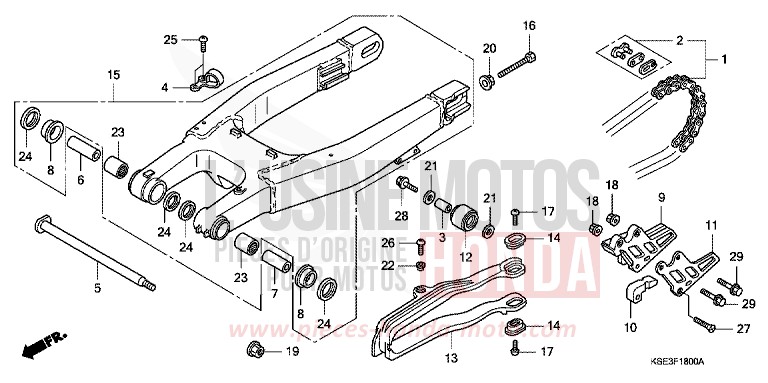 BRAS OSCILLANT de CRF150R EXTREME RED (R292) 2007