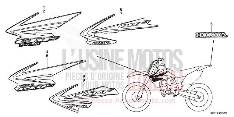 MARQUE (DE,ED,U) de CRF150R EXTREME RED (R292) 2007