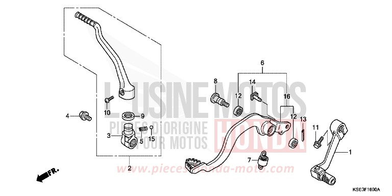 PEDALE/BIE. DE DEMARREUR DE KICK de CRF150R EXTREME RED (R292) 2008