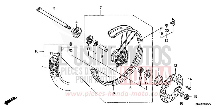 ROUE AVANT de CRF150R EXTREME RED (R292) 2009