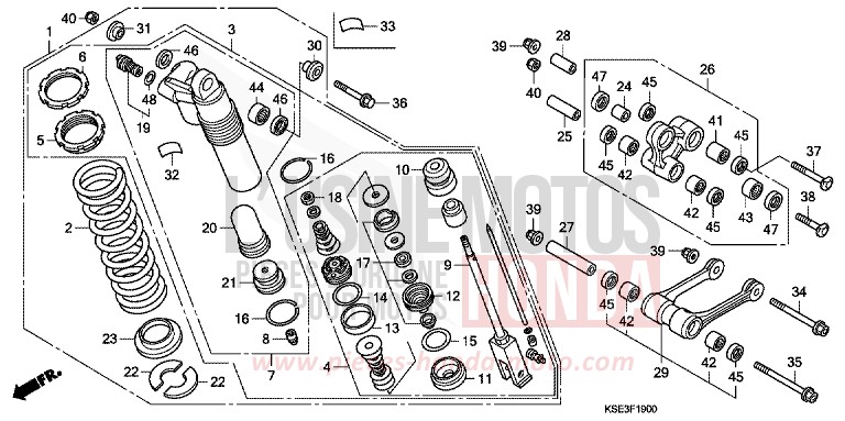 COUSSIN ARRIERE de CRF150R EXTREME RED (R292) 2009